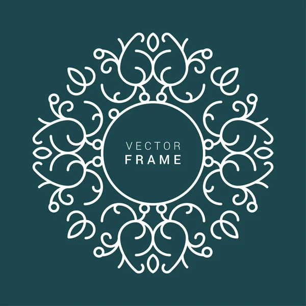 Vector Floral Frame. Line Art Vector Design Template — Stok Vektör