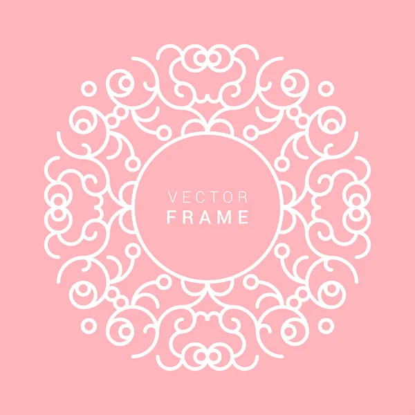 Vector Floral Frame. Line Art Vector Design Template — Stok Vektör