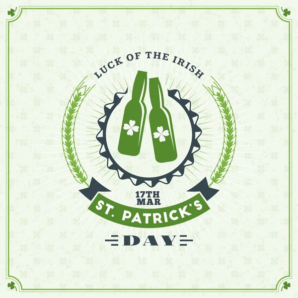 Insigne de fête vintage St. Patricks Day Design. Conception de cartes de vœux vectorielles. Saint Patricks Day Background. Joyeuse Saint Patricks Day — Image vectorielle