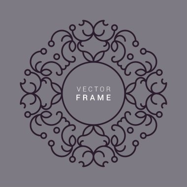Vector Floral Frame. Line Art Vector Design Template