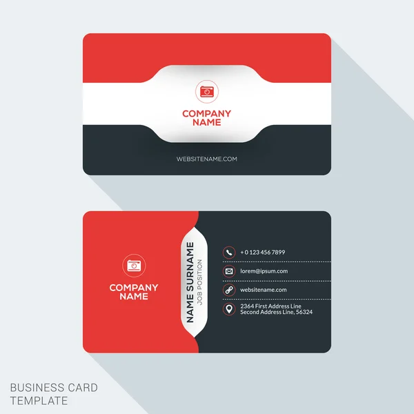 Creative and Clean Business Card Template. Векторная иллюстрация плоского дизайна. Канцелярский дизайн — стоковый вектор