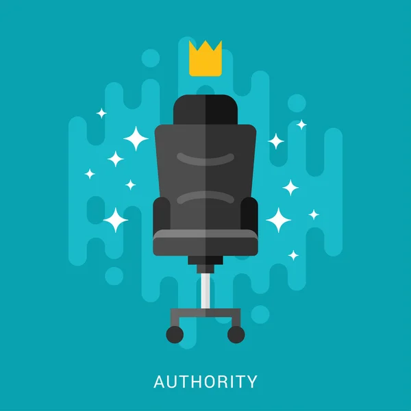 Business Concept. Authority. Vector Illustration in Flat Design Style. Chair with Crown — Stock Vector