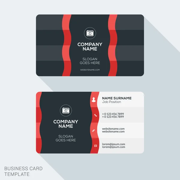 Creative and Clean Business Card Template. Векторная иллюстрация плоского дизайна. Канцелярский дизайн — стоковый вектор