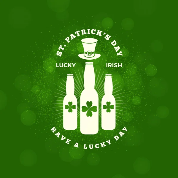 St. Patricks Day Holiday Badge Design (en inglés). Diseño de tarjetas de felicitación vectorial. Antecedentes del Día de San Patricio. Feliz día de San Patricio — Vector de stock