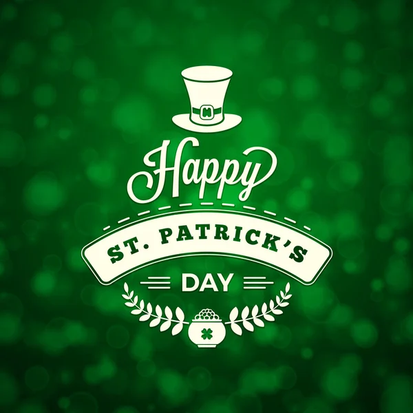 St. Patricks Day Holiday Badge Design (en inglés). Diseño de tarjetas de felicitación vectorial. Antecedentes del Día de San Patricio. Feliz día de San Patricio — Archivo Imágenes Vectoriales