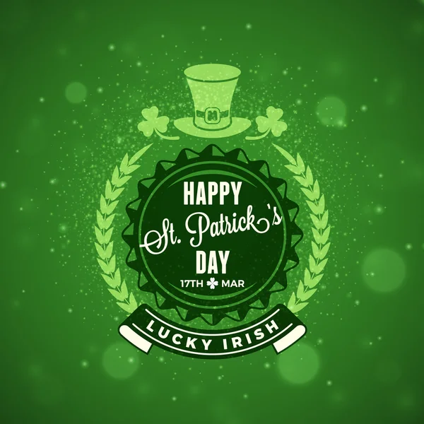 Insigne de fête de la Saint-Patricks Design. Conception de cartes de vœux vectorielles. Saint Patricks Day Background. Joyeuse Saint Patricks Day — Image vectorielle