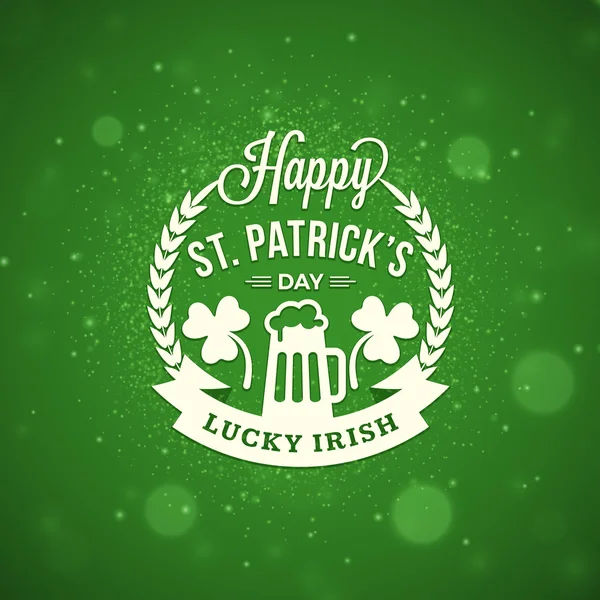 St. Patricks Day Holiday Badge Design (en inglés). Diseño de tarjetas de felicitación vectorial. Antecedentes del Día de San Patricio. Feliz día de San Patricio — Vector de stock