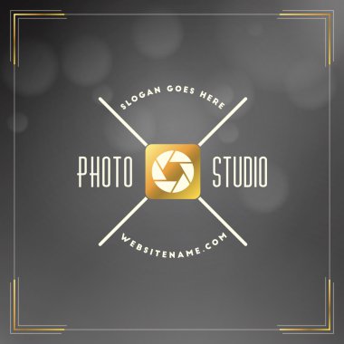 Photography Logo Design Template. Photography Retro Golden Badge. Photo Studio clipart