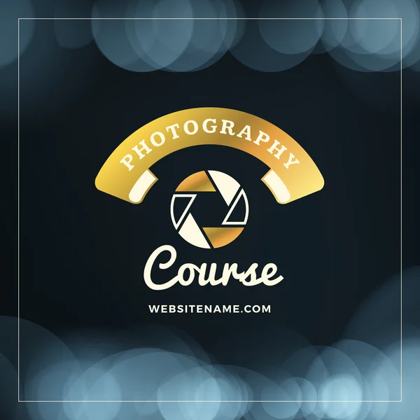 Fotózás Logo Design sablon. Photography Retro arany jelvényt. Esküvői fotózás. Photo Studio. Fényképezőgép-bolt. Fotózás Közösség — Stock Vector