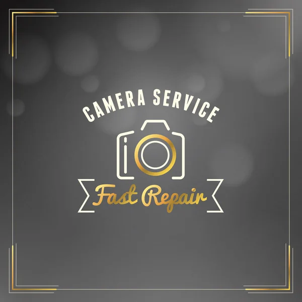 Photography Logo Design Template. Photography Retro Golden Badge. Camera Service. Photography Shop — Stock Vector