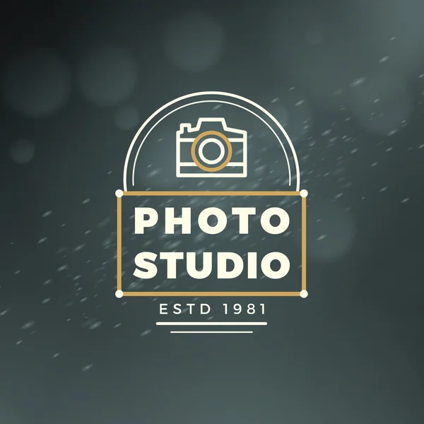 Modelo de design de logotipo de fotografia. Fotografia Retro Golden Badge. Estúdio fotográfico — Vetor de Stock