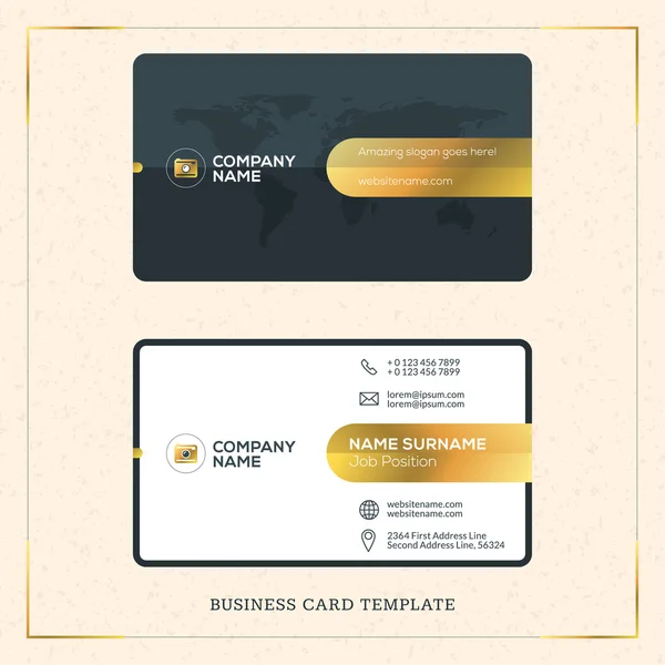 Creativo Golden Business Visiting Card Vector Design Template. Ilustración vectorial. Diseño de Papelería. Colores Oro y Negro — Vector de stock