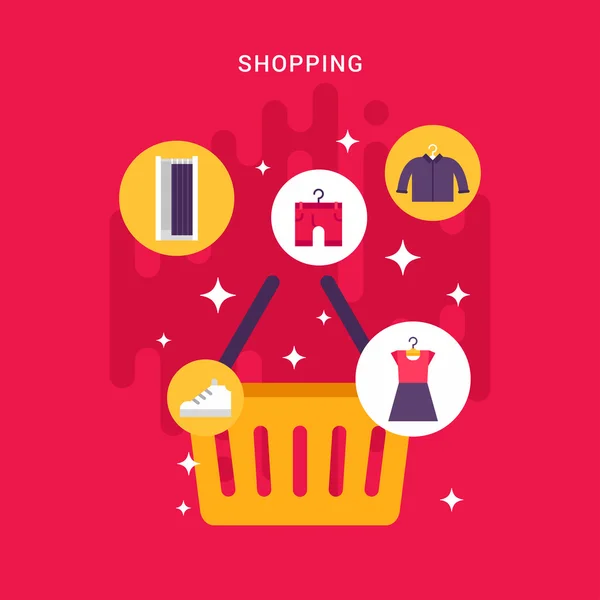 Shopping en verkoop concept illustratie. Vector platte stijl illustratie en pictogrammen — Stockvector