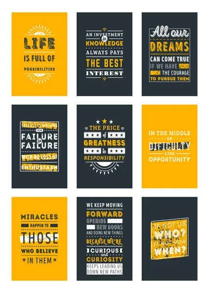 Inspirativní a motivační Citáty typografické plakáty. Vektorové ilustrace v plochý. Vektorové citace. Plakát šablona — Stockový vektor