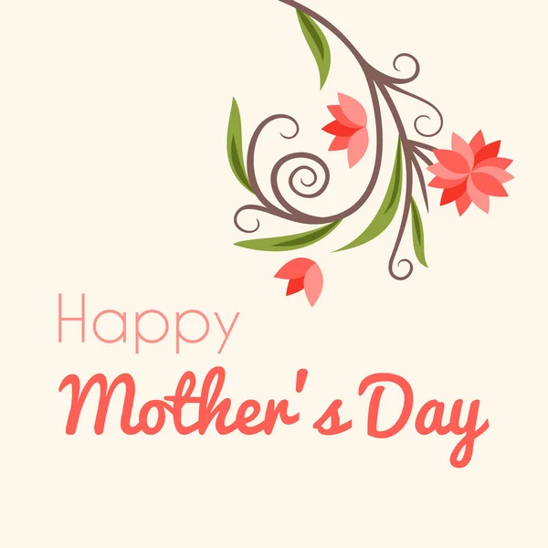 Mutlu Anneler Günü. Çiçekli Tebrik Kartı. Vektör İllüstrasyonu — Stok Vektör