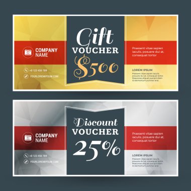 Altın ve gümüş hediye çeki. Vektör tasarım yazdırma şablonu. Hediye sertifikası. Kupon, Bilet şablonu. Vektör çizim