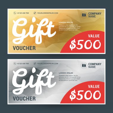 Altın ve gümüş hediye çeki. Vektör tasarım yazdırma şablonu. Hediye sertifikası. Kupon, Bilet şablonu. Vektör çizim