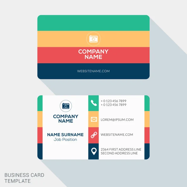 Modern Creative Business Card Template. Flat Design Vector Illustration. Stationery Design — ストックベクタ