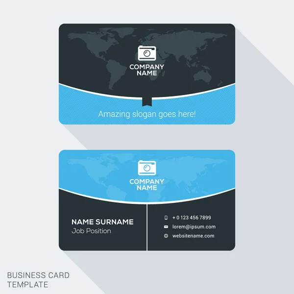 Modern Creative Business Card Template. Flat Design Vector Illustration. Stationery Design — Διανυσματικό Αρχείο