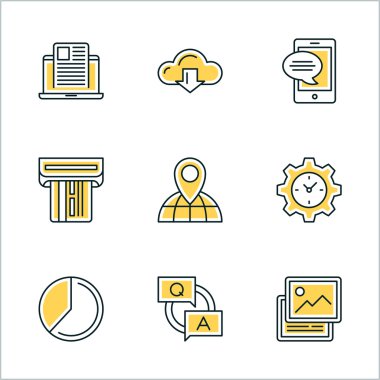 İnce çizgi Icon Set. Web sitesi, mobil uygulama, Infographics için vektör simgeler. İş Icon Set