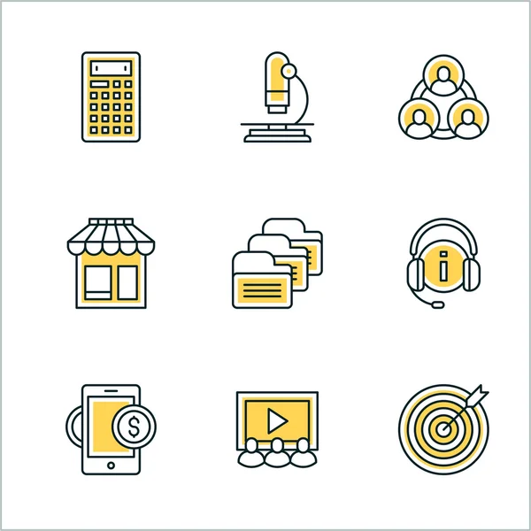 Thin Line Icon Set. Vector Icons for Website, Mobile Application, Infographics. Business Icon Set — Stock Vector