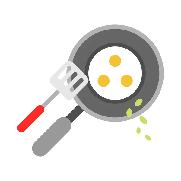Eggs Fried in a Pan. Isolated flat style vector illustration — Stock Vector