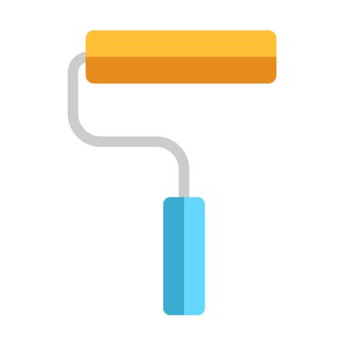 Boya silindiri. Düz vektör çizim üzerinde beyaz izole. Boya silindiri düz simgesi. El aleti