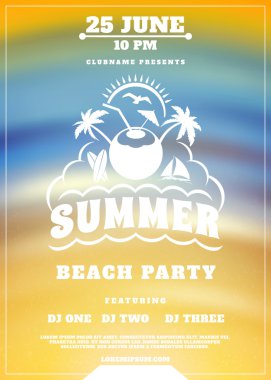 Beach Party Flyer or Poster. Summer Night Party. Vector Template