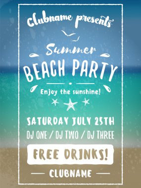 Beach parti el ilanı veya Poster. Gece kulübü etkinliği