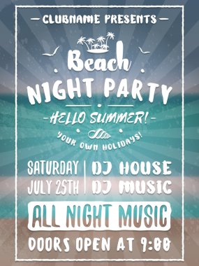 Beach parti el ilanı veya Poster. Gece kulübü etkinliği