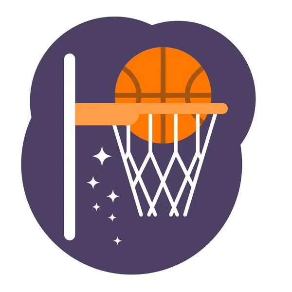 Ball im Korb. Basketball-Konzept. Vektorflache Illustration. einfache Elemente Logo-Design — Stockvektor