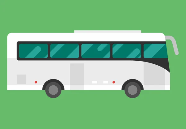 Açık yeşil arka planda büyük beyaz tur otobüsü. Düz vektör çizimi — Stok Vektör