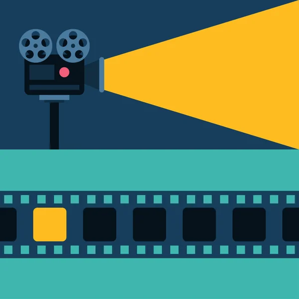 Film Projector en Film. Vlakke stijl vectorillustratie. — Stockvector