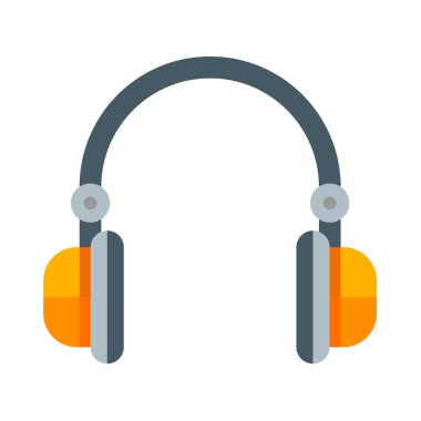 Turuncu kulaklıklar. Müzik aleti. Düz stil vektör çizimi