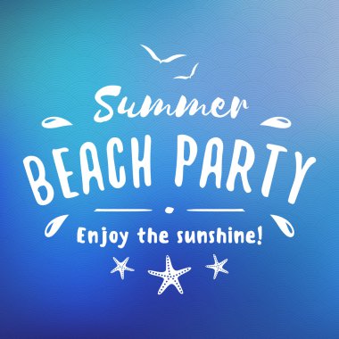 Vintage Hipster Summer Holidays Label or Badge. Beach Party. Vector Design Element on Coloful Summer Background