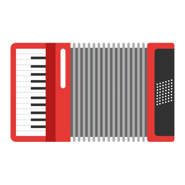 Clásico icono de acordeón rojo. Instrumento musiaco. Ilustración de vector de estilo plano — Vector de stock