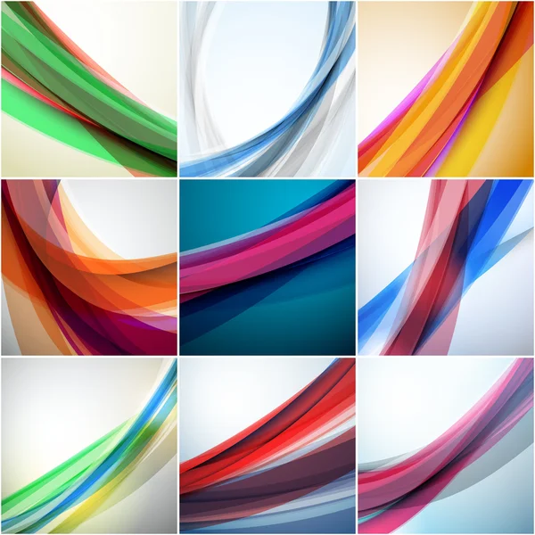 Abstract vector background set. Abstract waves on light background — Stock Vector