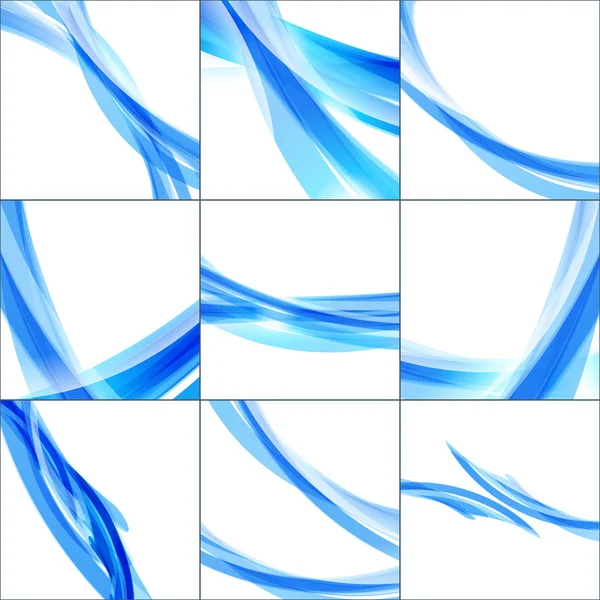 Abstract vector background set. Blue waves on light background — Stock Vector