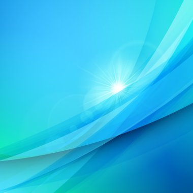 Soyut mavi arka plan. Vektör illüstrasyon. Yaz geçmişi. Işık efektleri ile dalga arka plan
