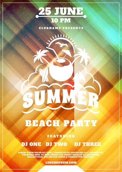 Summer Beach Party Flyer ou affiche. Soirée d'été. Modèle de conception vectorielle — Image vectorielle