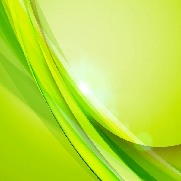 Abstrakter grüner Hintergrund. Vektorillustration. Sommer-Hintergrund. Wellenhintergrund mit Lichteffekten — Stockvektor