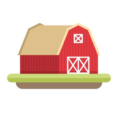 Çiftlik Evi Düz Stil İllüstrasyon. Tarım kavramı