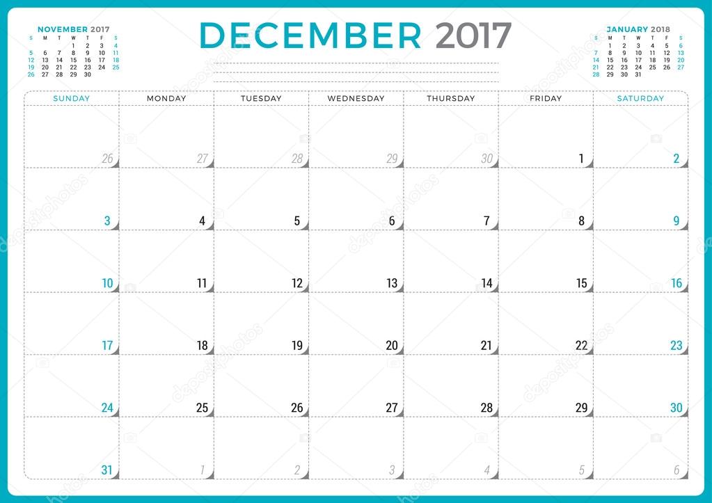 December Calendar 2017 Template