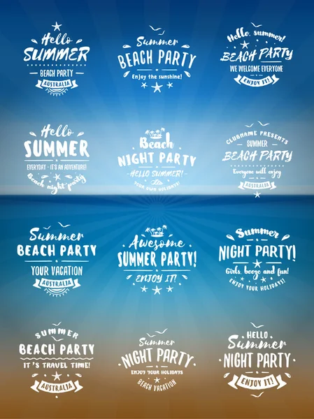 Set of Summer Holidays Design Elements. Beach Party Badges and Labels — Stock Vector