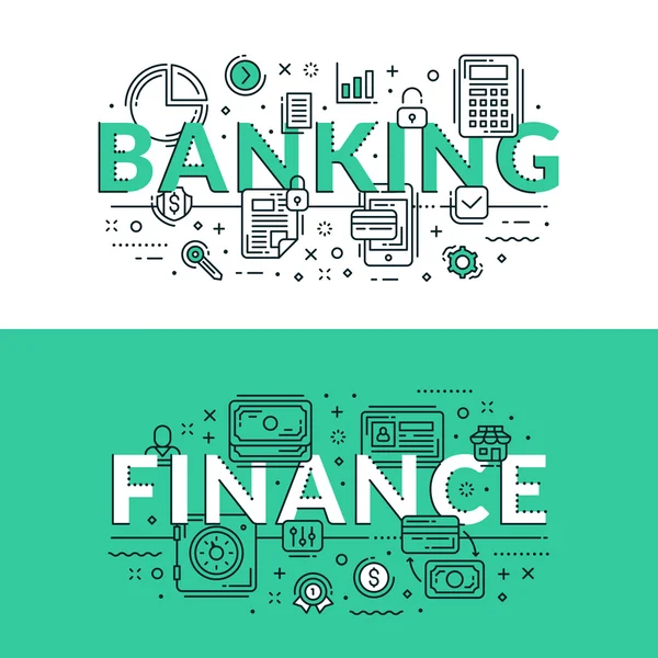 Conceito Bancário e Financeiro. Ilustração vetorial plana colorida em cores seagreen e branco . — Vetor de Stock
