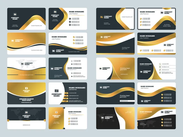 Conjunto de plantillas creativas de diseño de tarjetas de visita doradas — Vector de stock