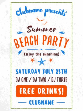 Beach parti el ilanı veya Poster. Gece kulübü etkinliği. Yaz gecesi parti