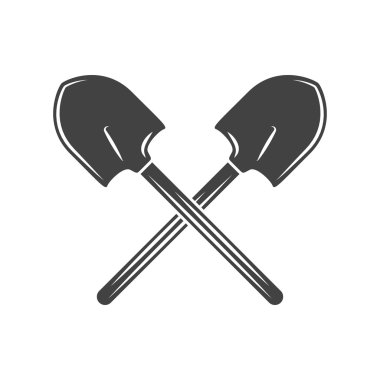 İki çapraz kürek. Siyah beyaz düz vektör çizim, beyaz arka plan üzerinde izole logo öğe üzerinde