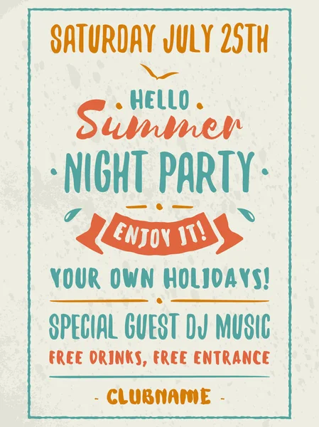 Flyer ou affiche Beach Party. Night Club Event. Soirée d'été — Image vectorielle