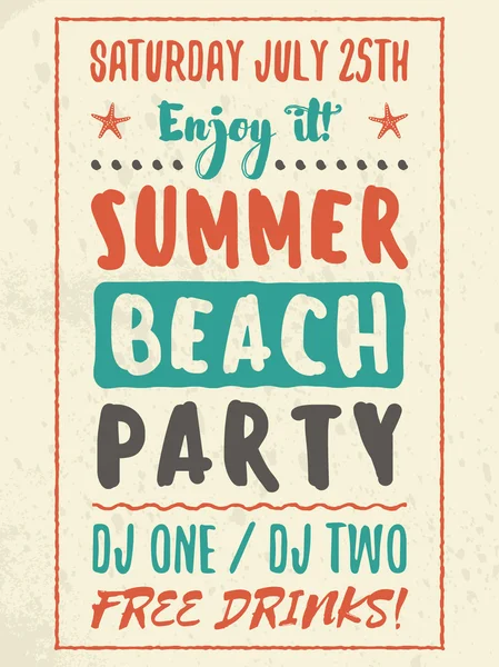 Beach Party Flyer of Poster. Nacht Club evenement. Summer Night Party — Stockvector